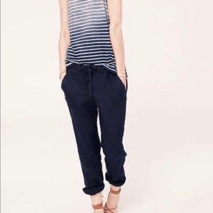 Lou & Grey Black Linen Tie Waist Joggers